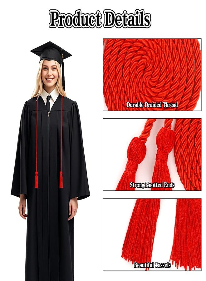 WSepascI Graduation Cords, Cords for Graduation 2025, Red Graduation Tassel Honor Cord 68 Inch Rayon Braided Cord for 2025, Honor Ropes with Tassels for 2025 Graduation Decorations for Students Master Doctoral - Image 5